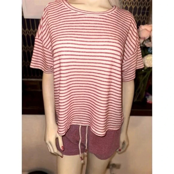 Guru Active Women's Cropped Boxy Tee Multicolor Striped Size L - Picture 1 of 7